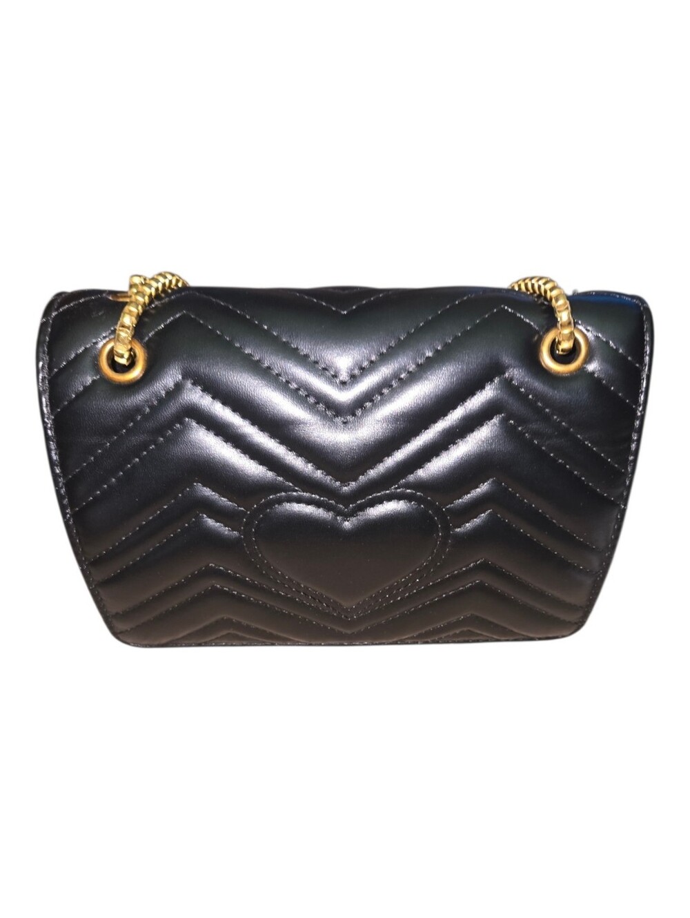 Black Quilted Shoulder Bag with Gold Hardware. Bag20 - Picture 4 of 8